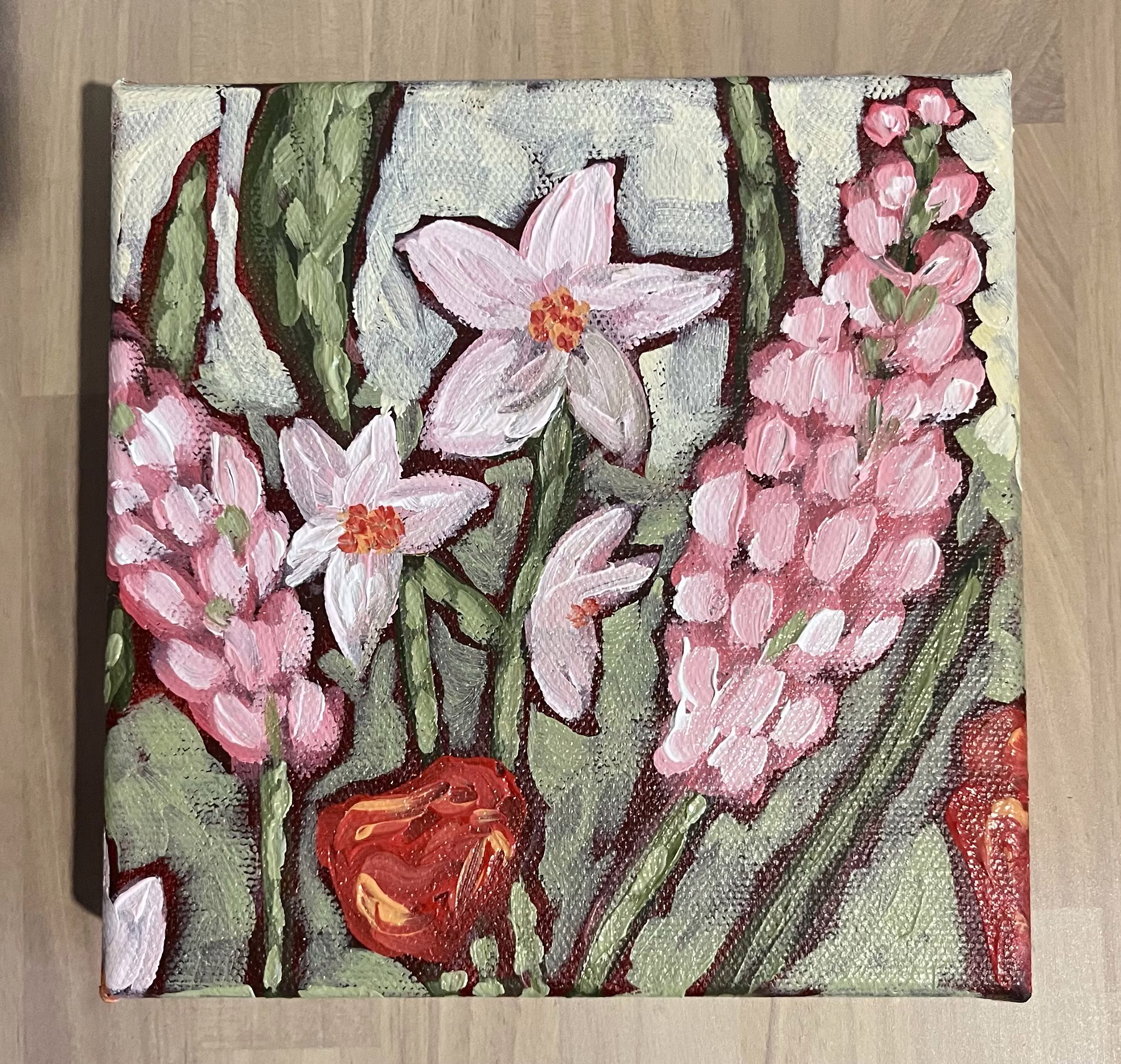 Pink hyacinths and tulips by Mercedes Michel — alternate view 1