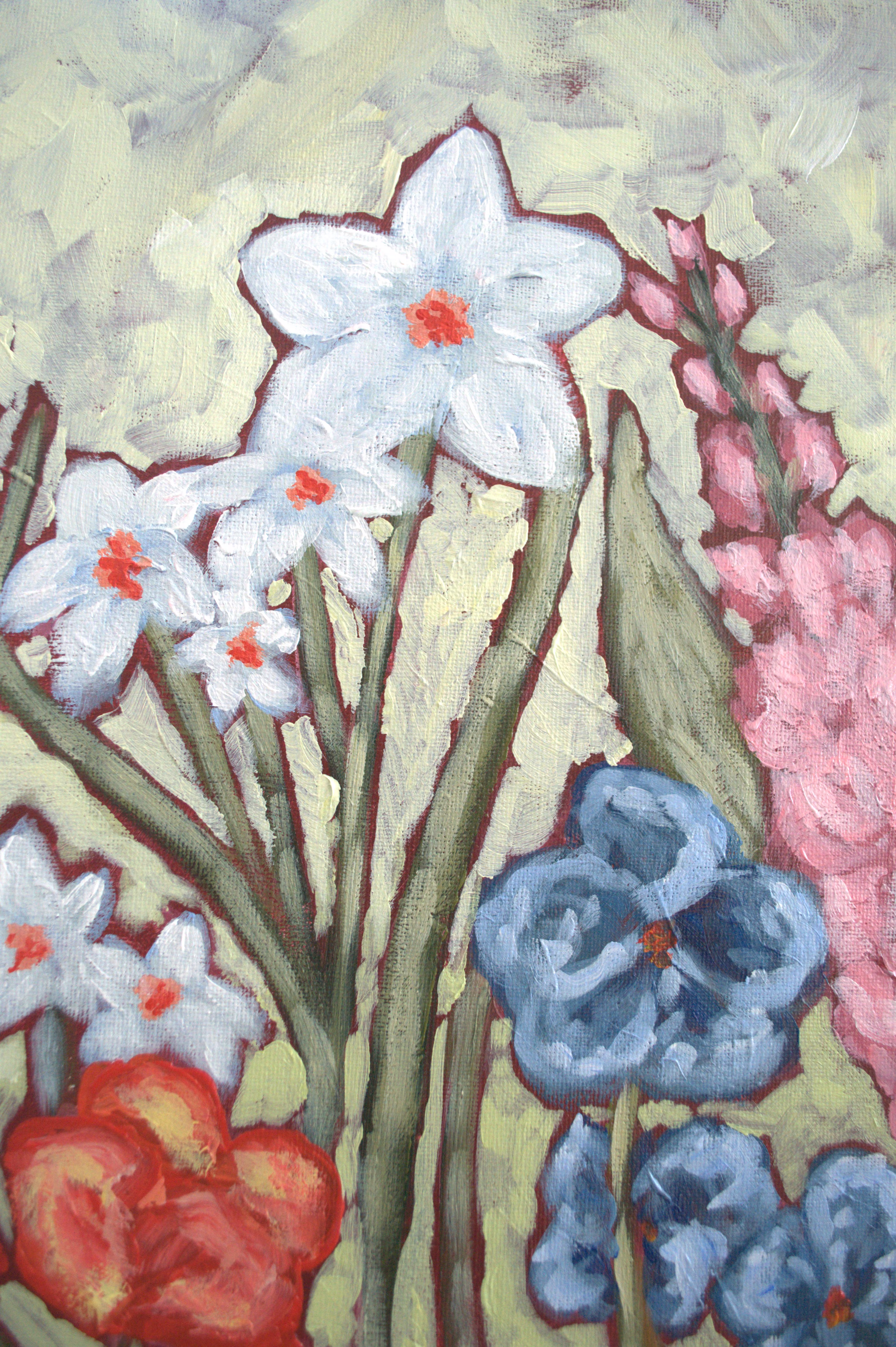 Daffodils and spring blooms — original floral painting by Mercedes Michel
