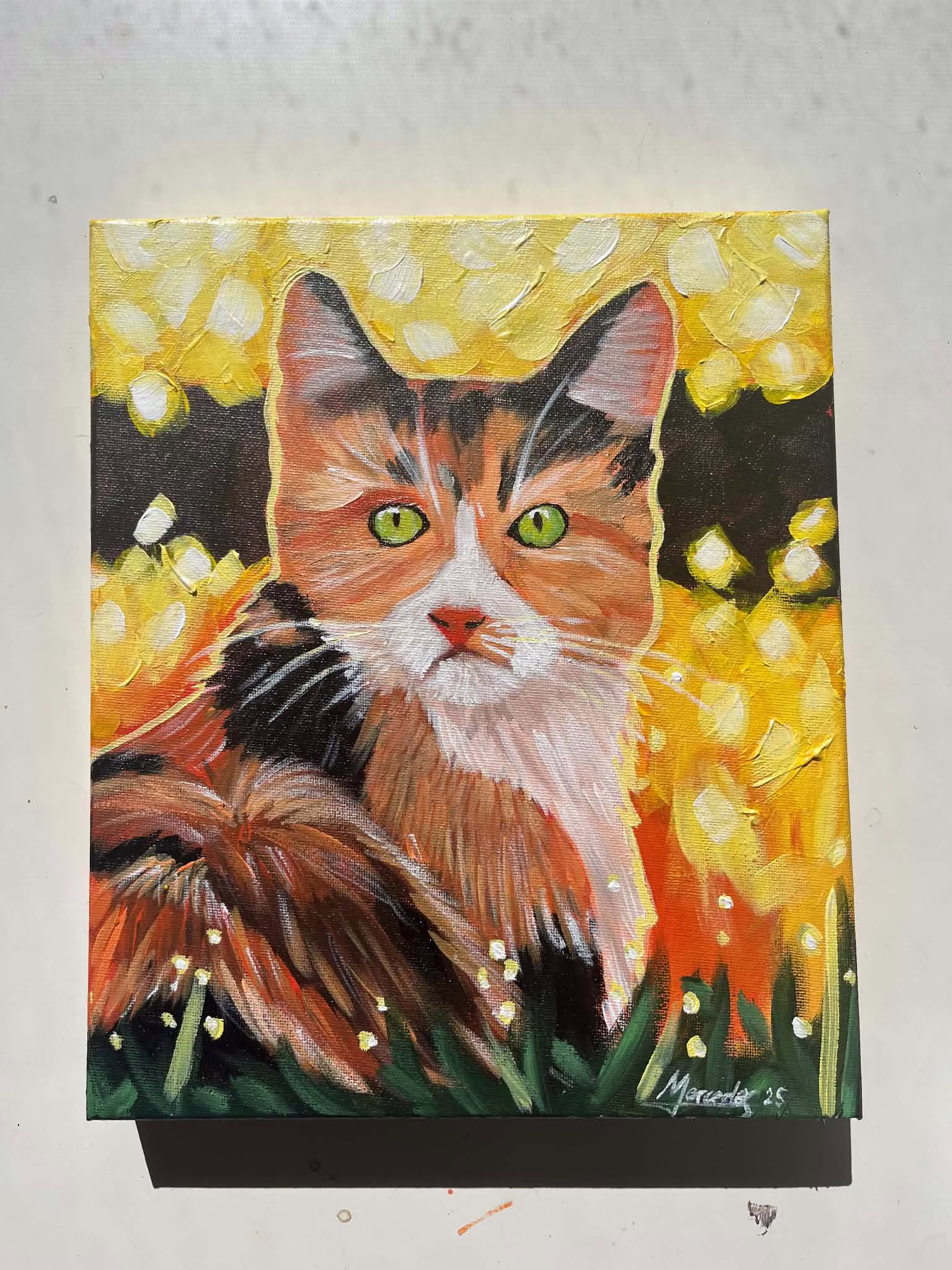 Commissioned cat portrait — original painting by Mercedes Michel