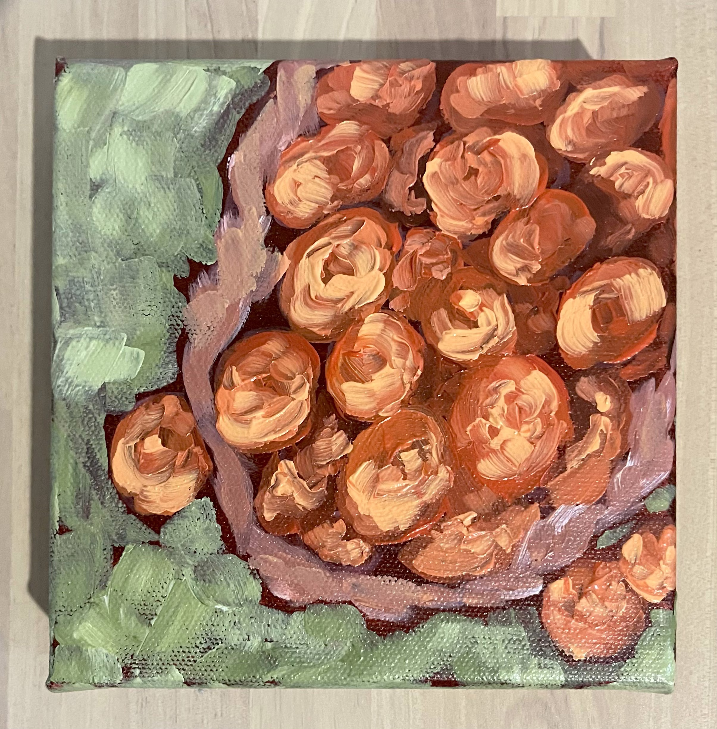 Golden fruit and blooms — original still life painting