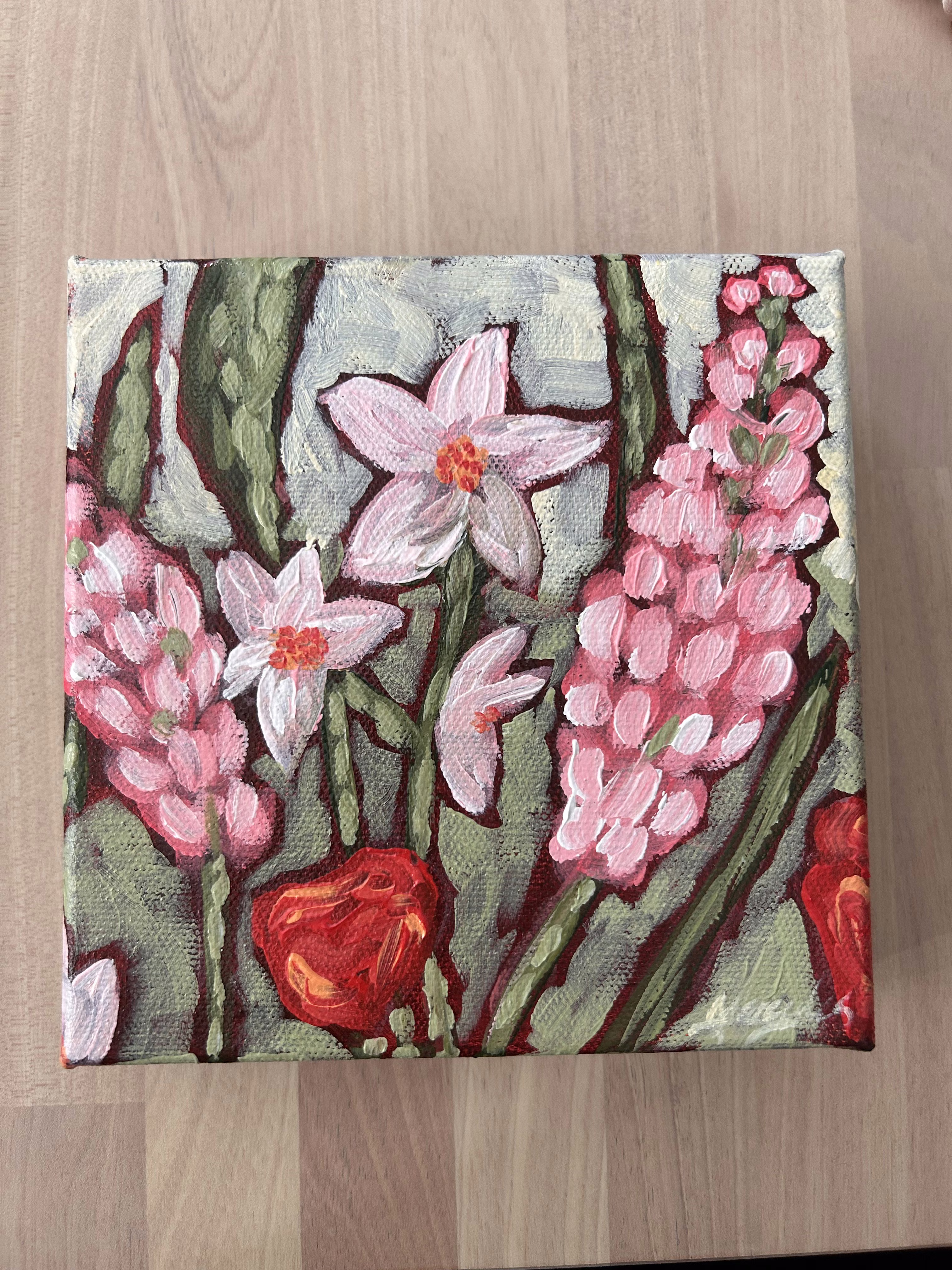 Pink hyacinths and tulips by Mercedes Michel — alternate view 1