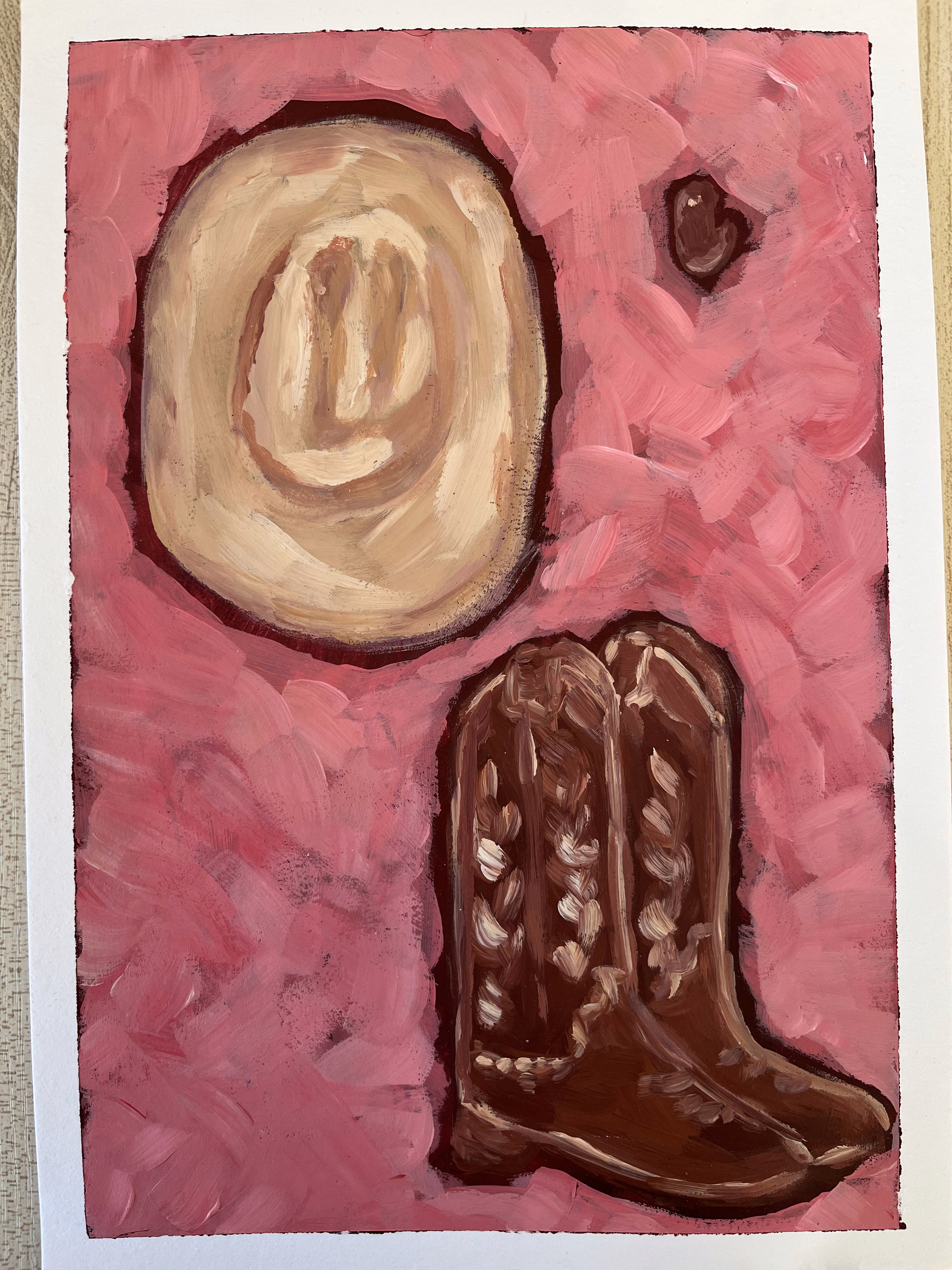 Cowboy hat and boots on pink by Mercedes Michel — alternate view 2